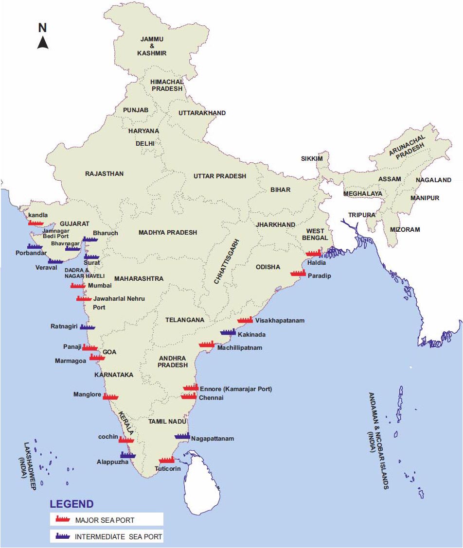 India Sea Ports Map